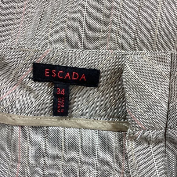 ESCADA Wool-Silk Trouser Pants Beige Lightweight "Tweed" EU34/30x28-1/2" #30R - Picture 8 of 10